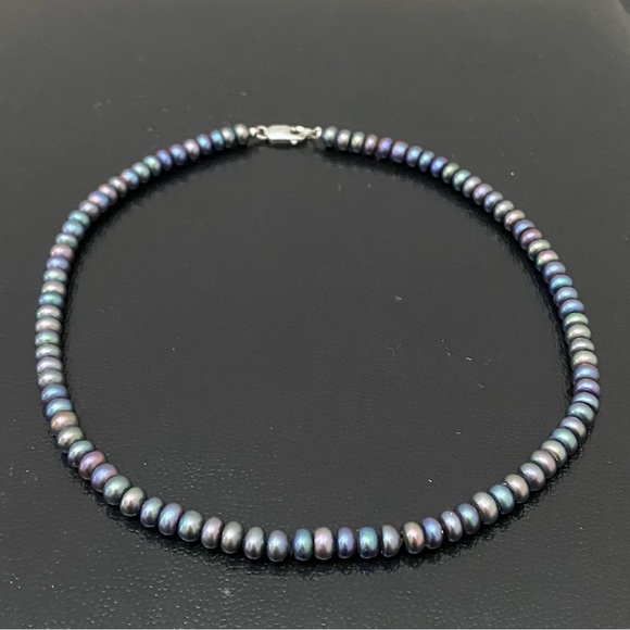 Vintage Peacock Freshwater 4mm Seed Pearl Sterling Silver Clasp Choker Necklace - Picture 5 of 13